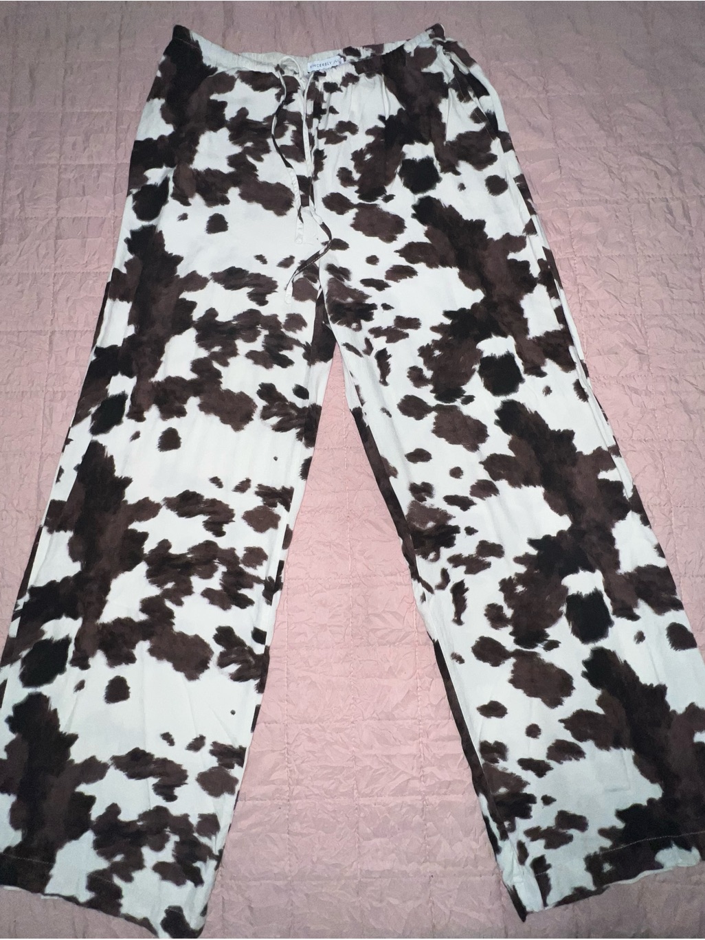 Cow Print Pants - Brown And White